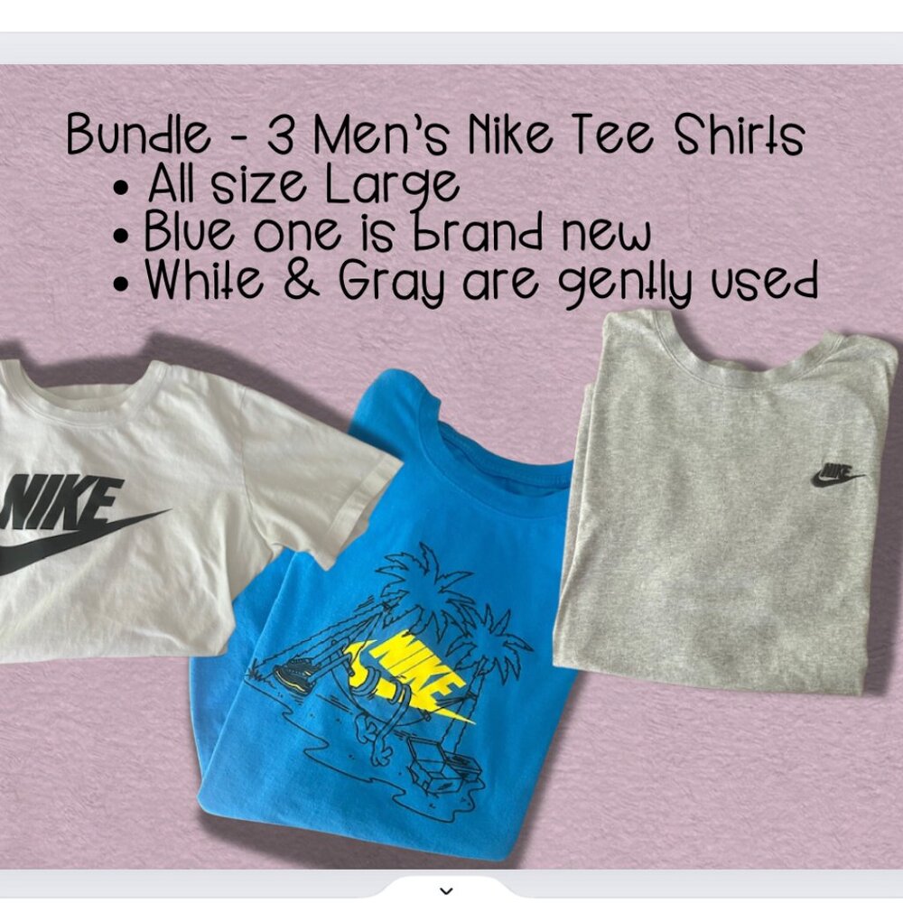 3 Nike Tee Shirts - Men's Short Sleeve Size L